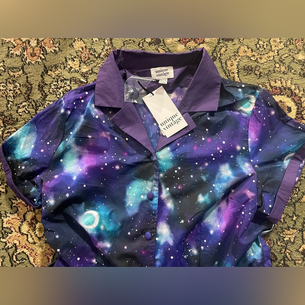 Unique Vintage Alexis Galaxy Print Swing Dress NWT - Picture 6 of 9